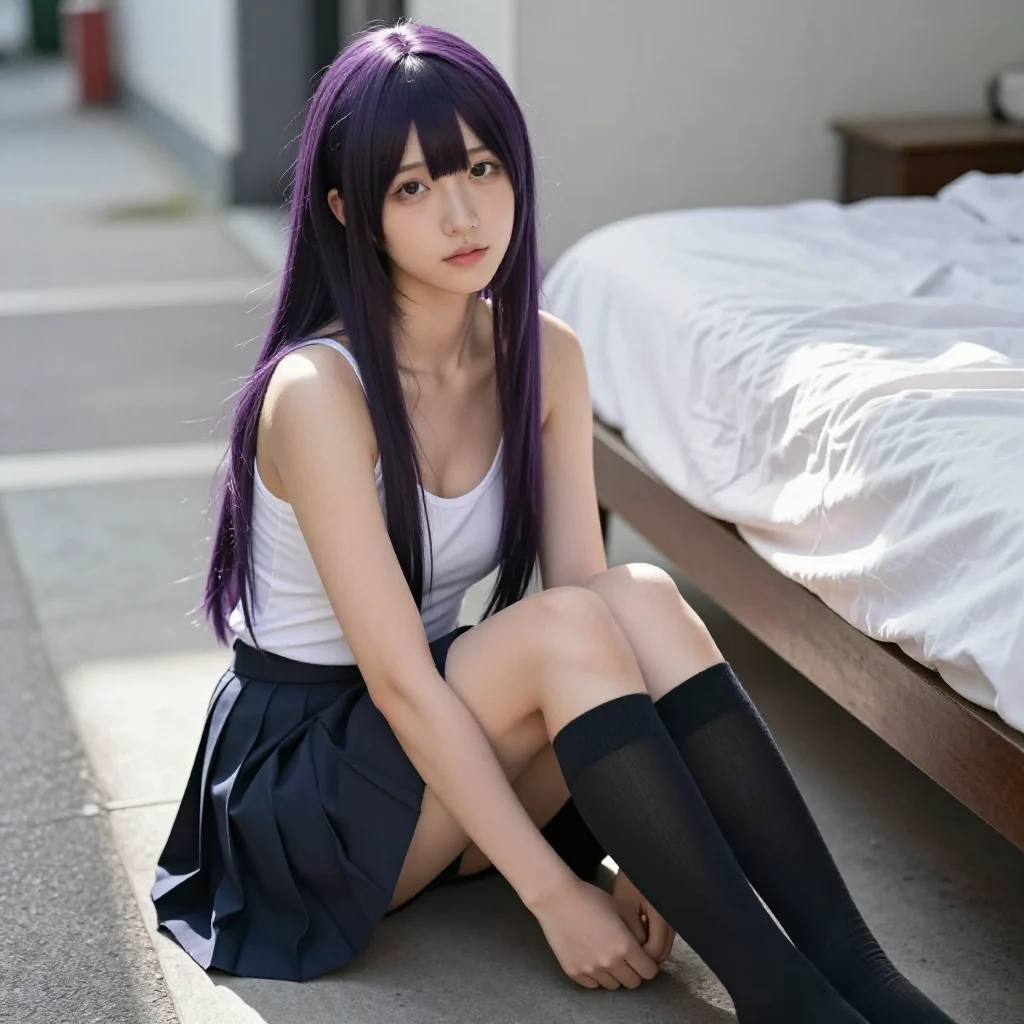 紫发少女的午后主題圖片 0013，杰作，最佳画质，极致细节，照片级写实 , 偶遇抓拍风格