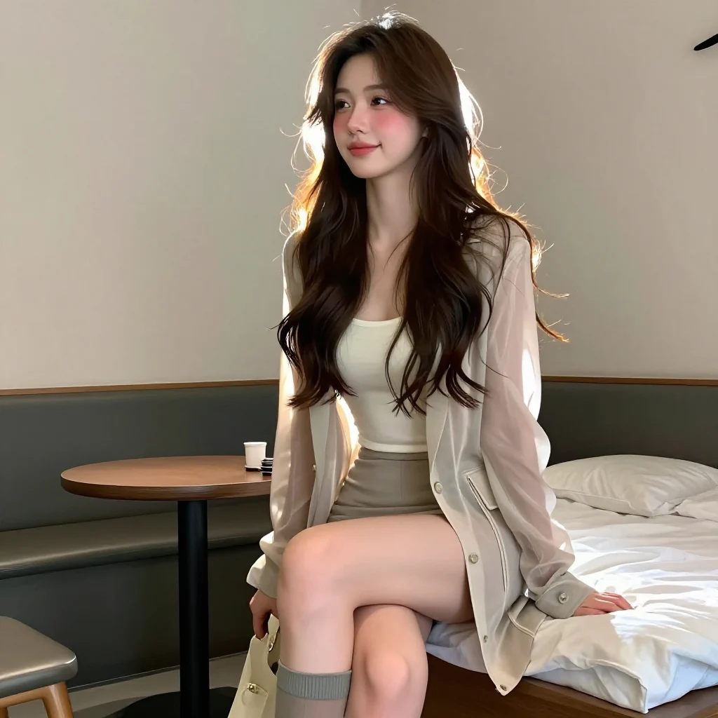 今日份温柔少女感主題圖片 0069，杰作，最佳画质，极致细节，照片级写实 , 逆光氛围人像风格