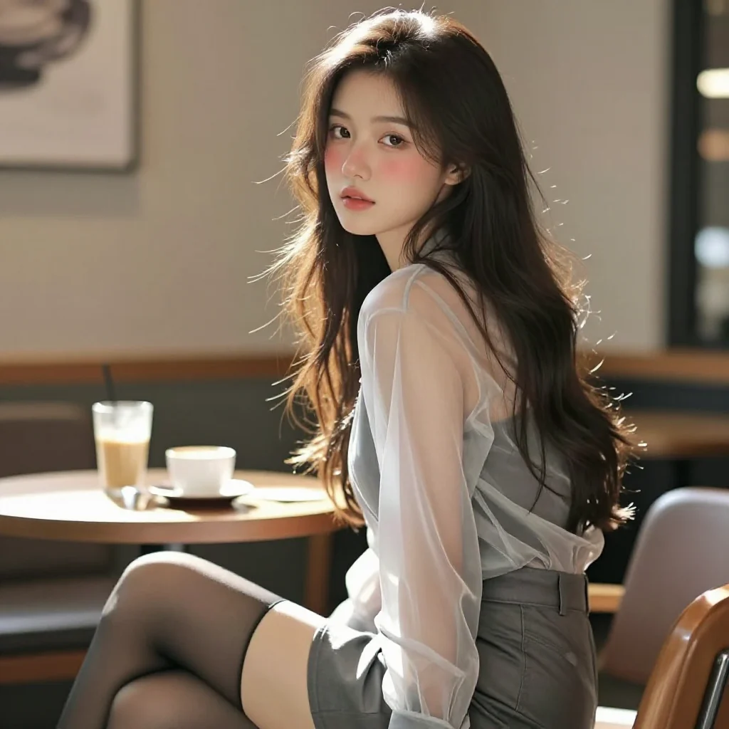 今日份温柔少女感主題圖片 0071，杰作，最佳画质，极致细节，照片级写实 , 逆光氛围人像风格