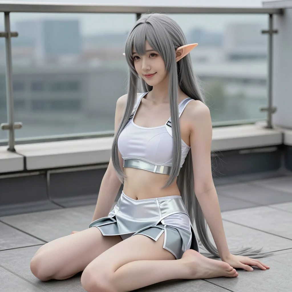 银发精灵少女的午后主題圖片 0099，杰作，最佳画质，极致细节，照片级写实 , 角色扮演人像摄影风格