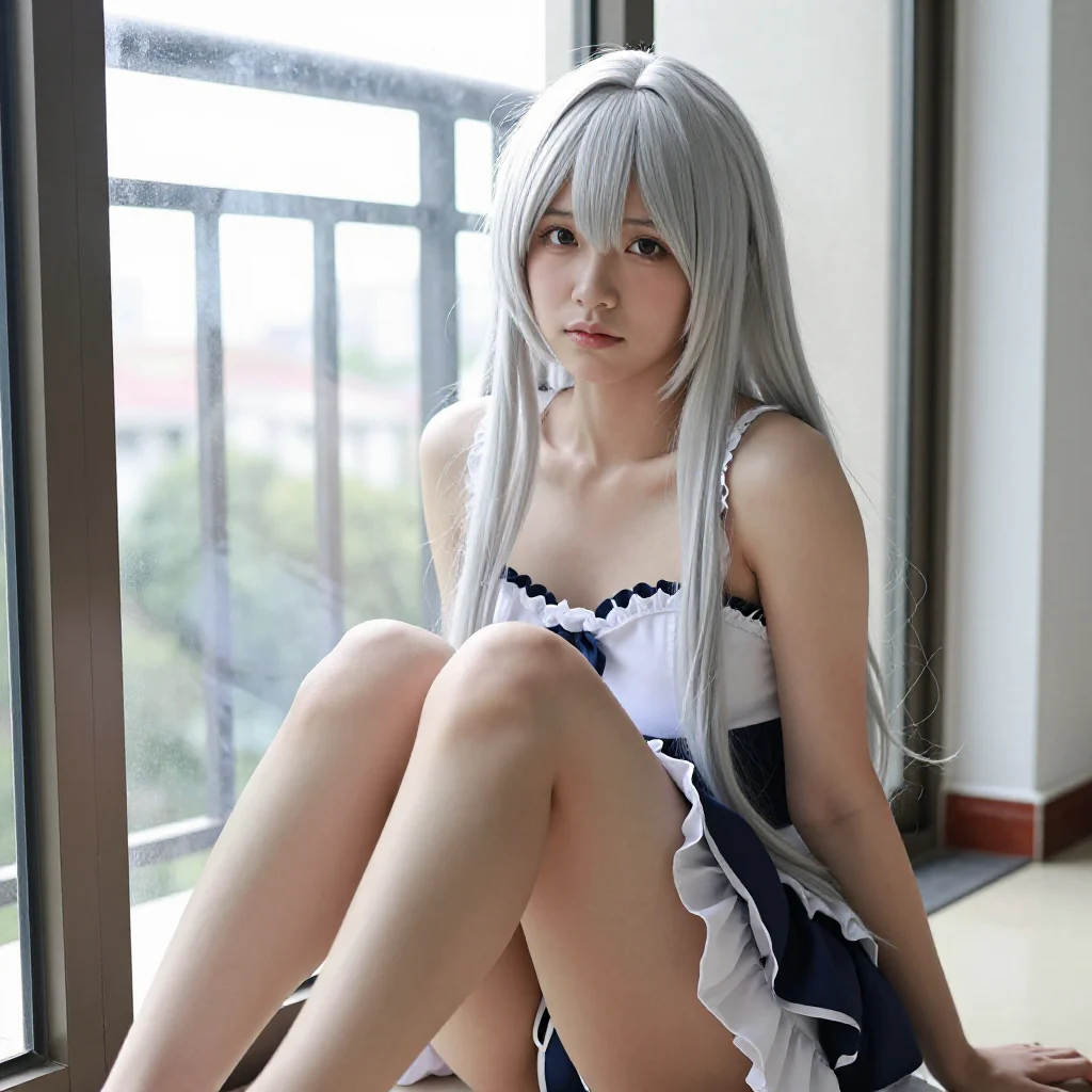 银发少女的校园写真主題圖片 0135，杰作，最佳画质，极致细节，照片级写实 , 角色扮演人像摄影风格