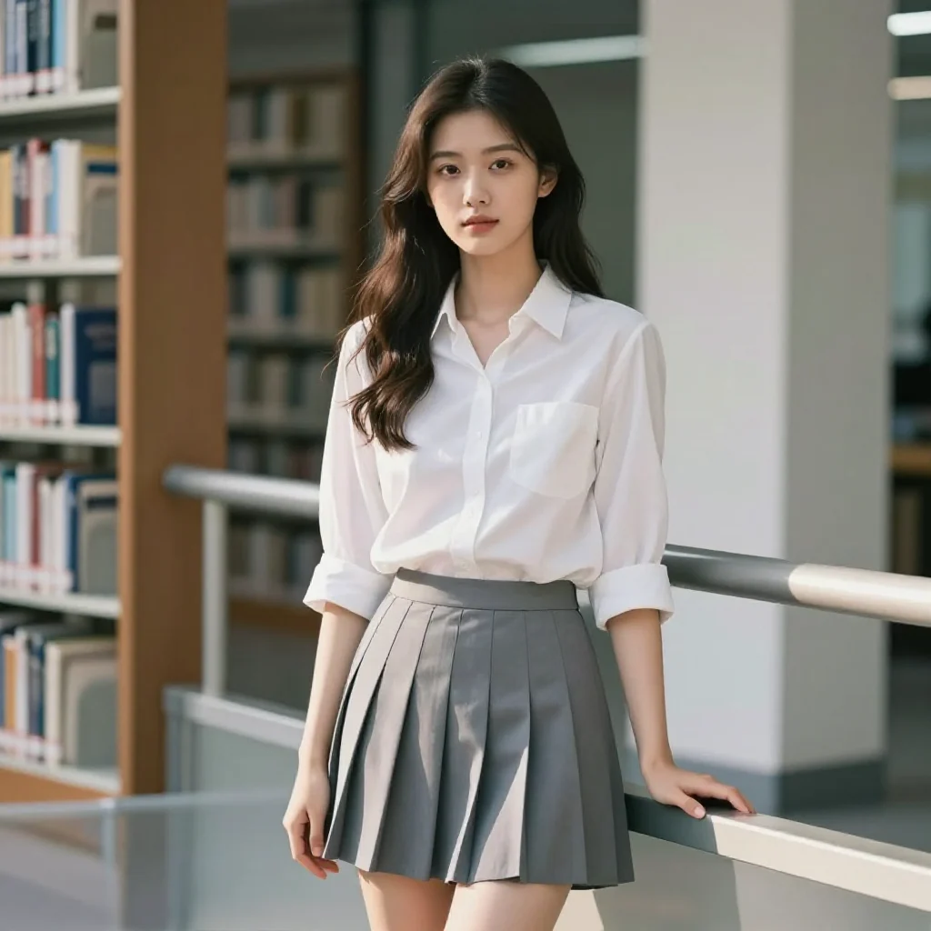 图书馆里的学姐主題圖片 0309，杰作，最佳画质，极致细节，照片级写实 , 都市街拍纪实风