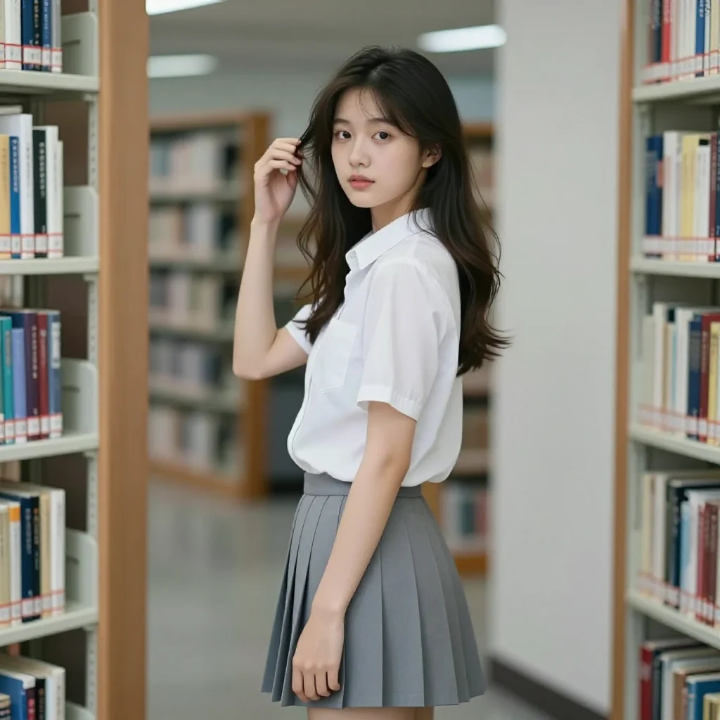 图书馆里的学姐主題圖片 0312，杰作，最佳画质，极致细节，照片级写实 , 都市街拍纪实风