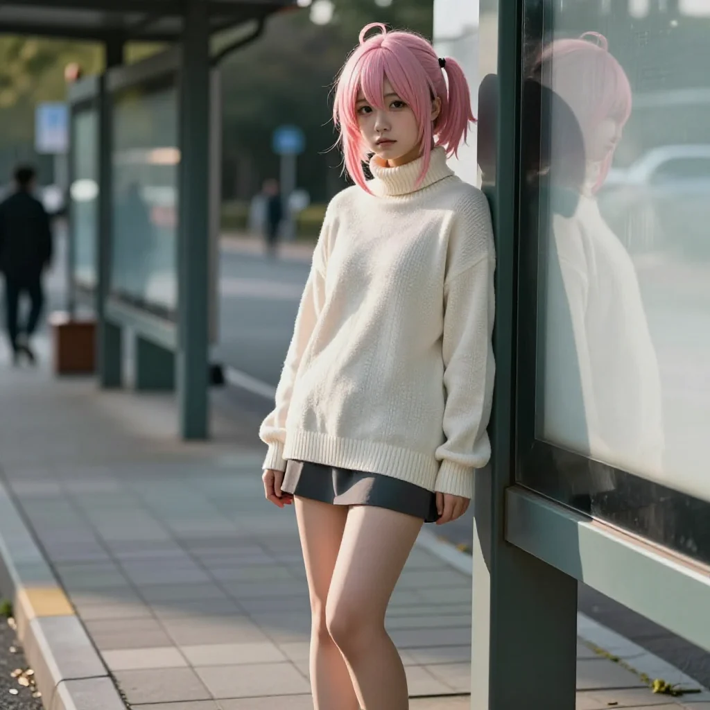 今日份粉发少女写真主题图片 0464，杰作，最佳画质，极致细节，照片级写实 , 文艺安静氛围风格