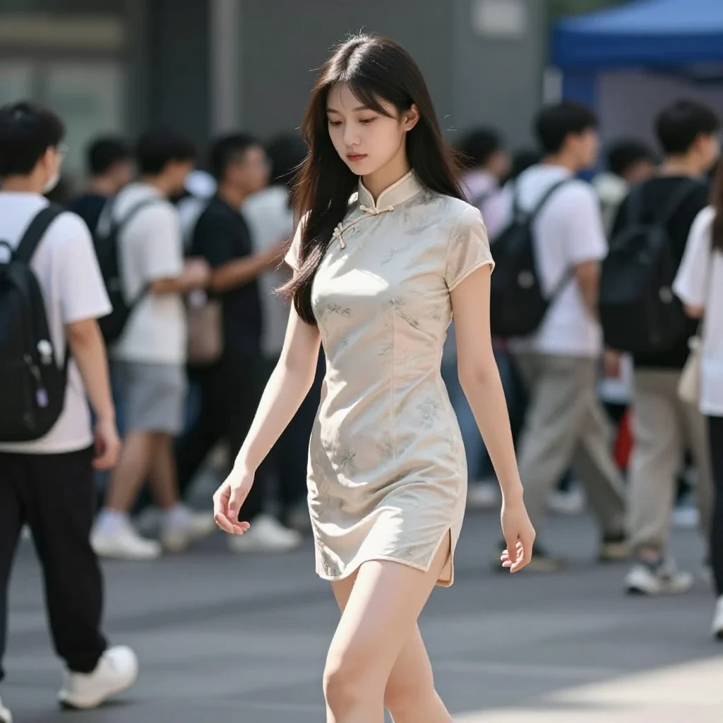 旗袍少女的日常主题图片 0495，杰作，最佳画质，极致细节，照片级写实 , 都市街拍纪实风