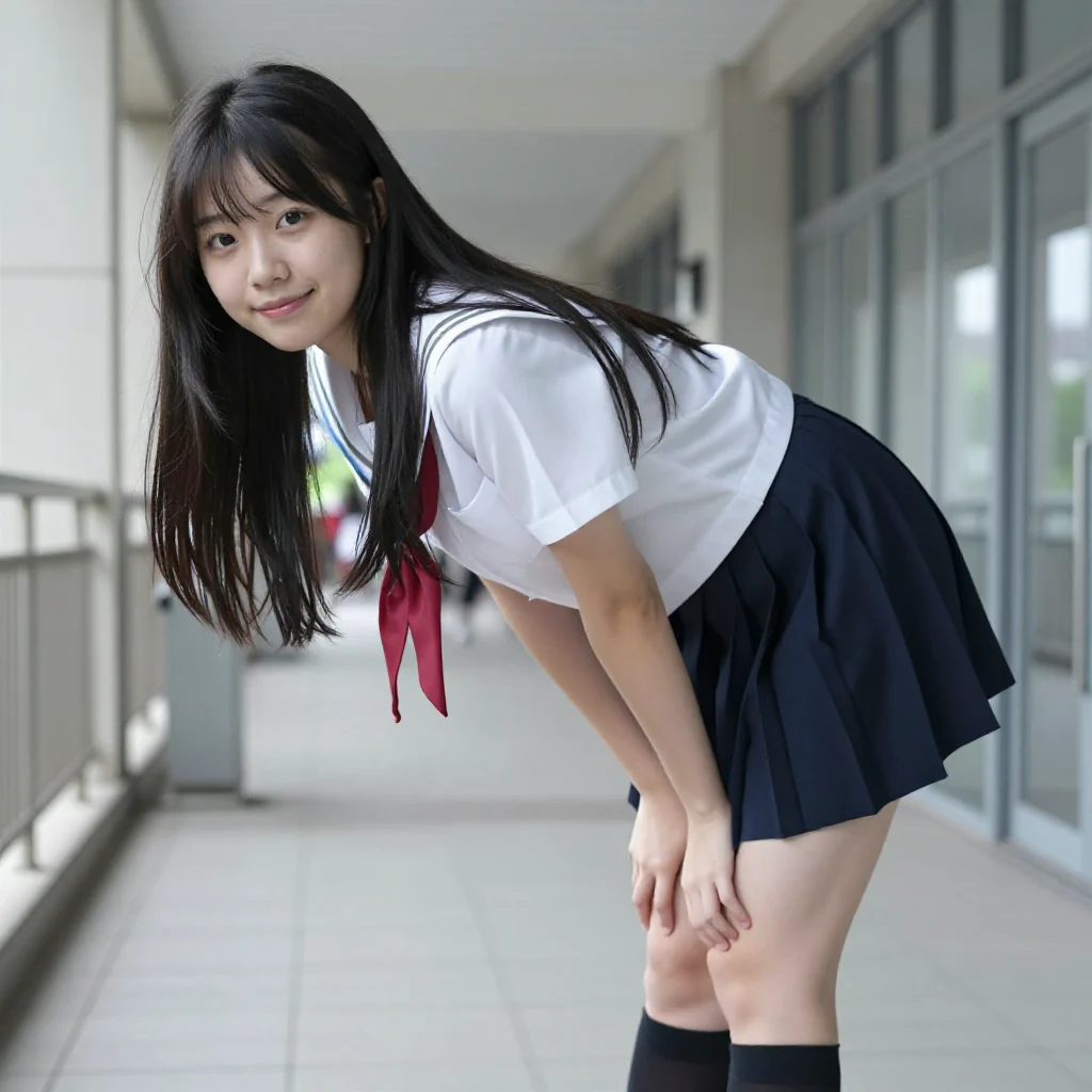 楼梯上的校服少女主題圖片 0536，杰作，最佳画质，极致细节，照片级写实 , 日系动漫角色写真风格