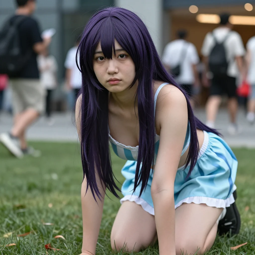 紫发少女的校园日常主題圖片 0553，杰作，最佳画质，极致细节，照片级写实 , 都市街拍纪实风