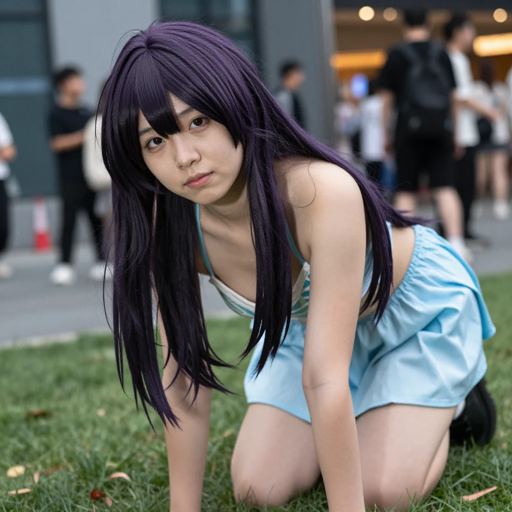 紫发少女的校园日常主題圖片 0560，杰作，最佳画质，极致细节，照片级写实 , 都市街拍纪实风