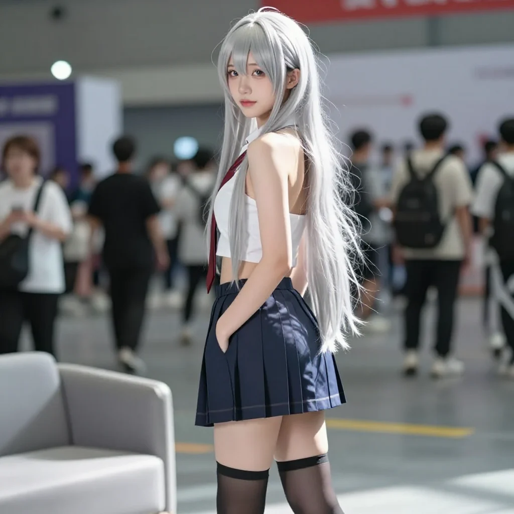 银发少女的温柔瞬间主題圖片 0582，杰作，最佳画质，极致细节，照片级写实 , 真实漫展现场还原风格