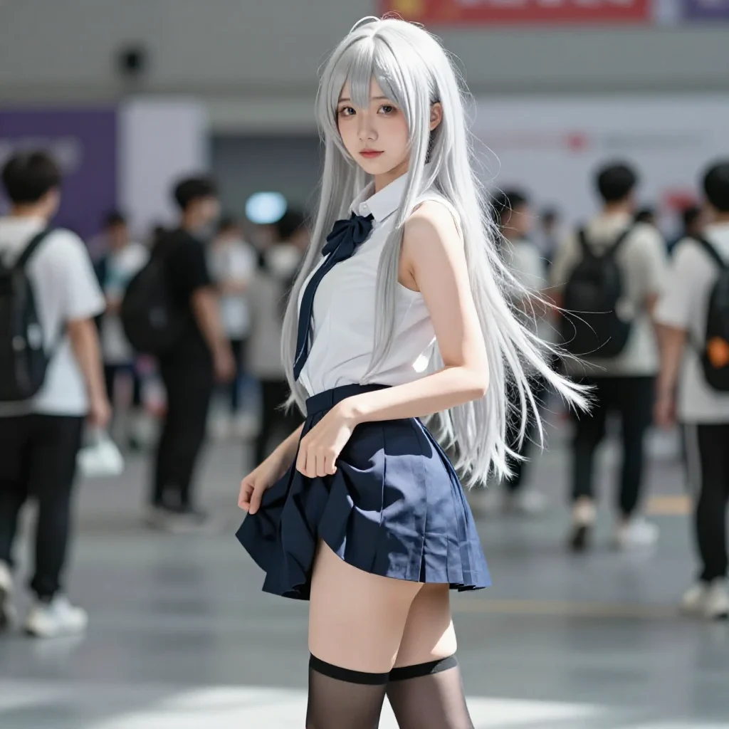 银发少女的温柔瞬间主題圖片 0584，杰作，最佳画质，极致细节，照片级写实 , 真实漫展现场还原风格