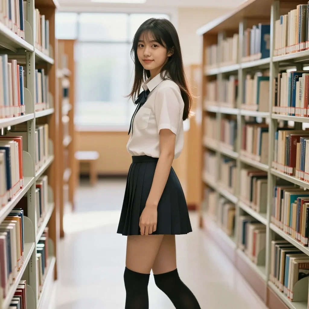 图书馆里的学姐主題圖片 0598，杰作，最佳画质，极致细节，照片级写实 , 逆光氛围人像风格