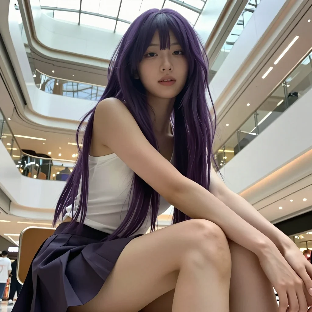 紫发少女的午后主題圖片 0649，杰作，最佳画质，极致细节，照片级写实 , 自然生活抓拍风格