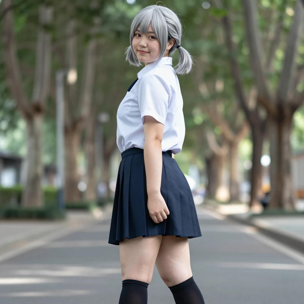 银发少女的校园日常主題圖片 0682，杰作，最佳画质，极致细节，照片级写实 , 空气感人像风格