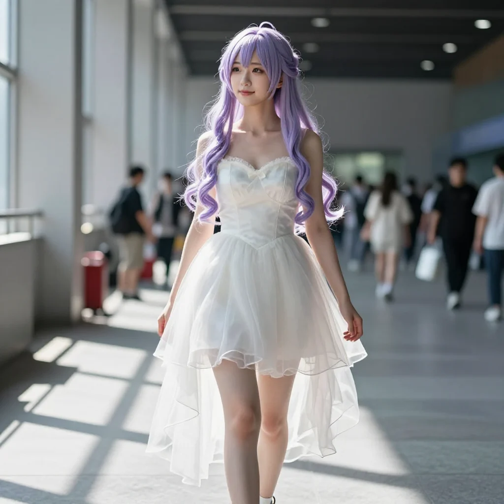 窗边的紫发少女主题图片 0688，杰作，最佳画质，极致细节，照片级写实 , 清透漫展人像风格