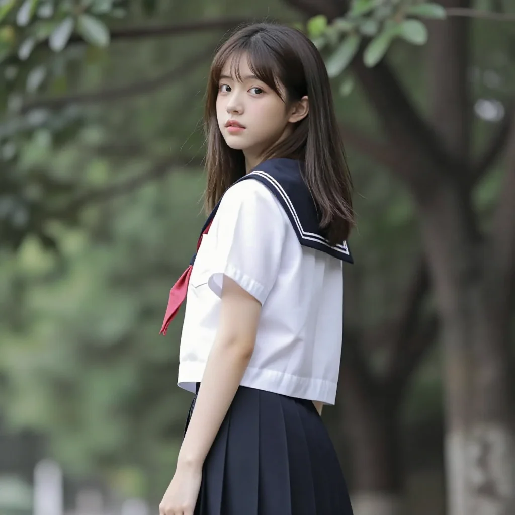 窗边的校园少女主题图片 0733，杰作，最佳画质，极致细节，照片级写实 , 日系清新写真风格