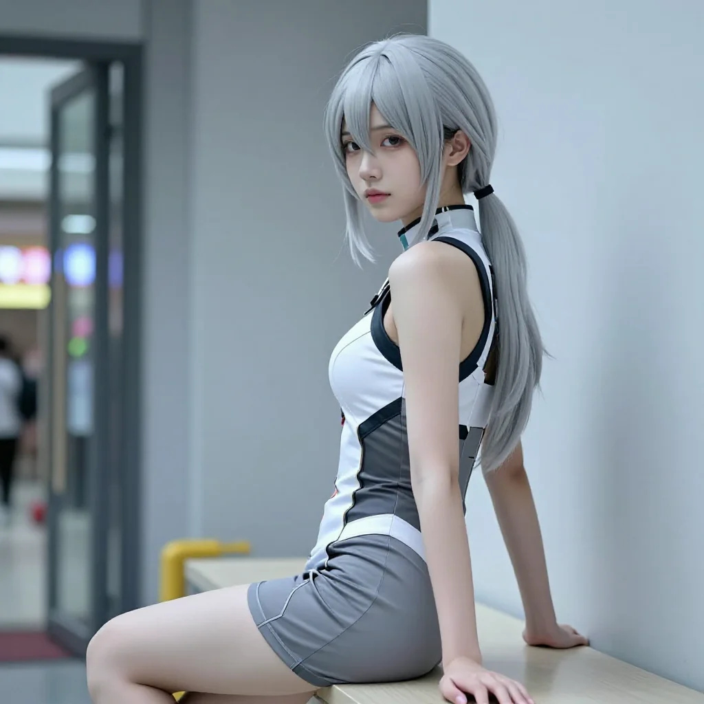 银发少女的校园写真主題圖片 0748，杰作，最佳画质，极致细节，照片级写实 , 清新角色私摄风格