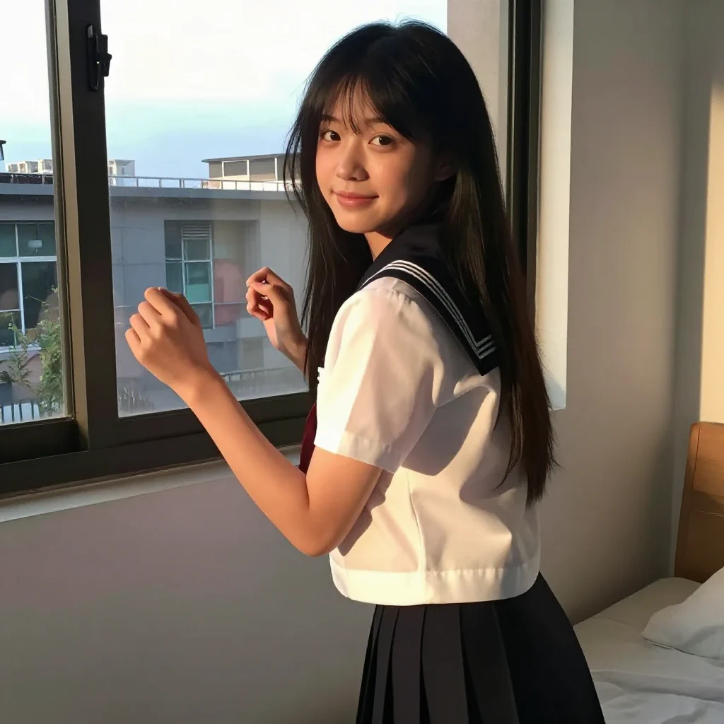 今日份日系校服少女主題圖片 0855，杰作，最佳画质，极致细节，照片级写实 , 柔光角色人像风格