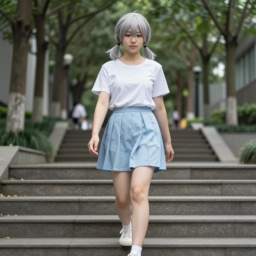 银发少女的校园日常主題圖片 0892，杰作，最佳画质，极致细节，照片级写实 , 真实纪实摄影风格