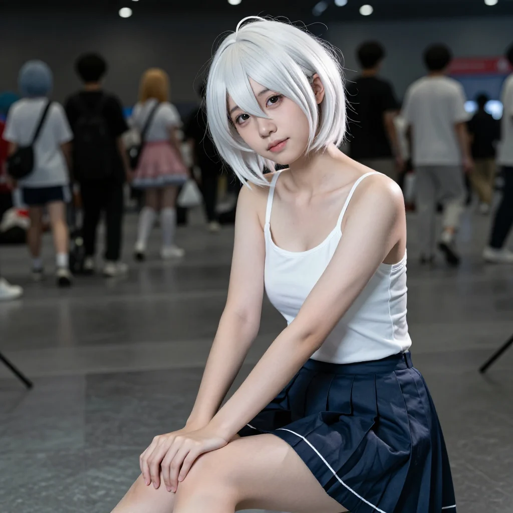 银发少女的校园日常主題圖片 0898，杰作，最佳画质，极致细节，照片级写实 , 日系清新写真风格