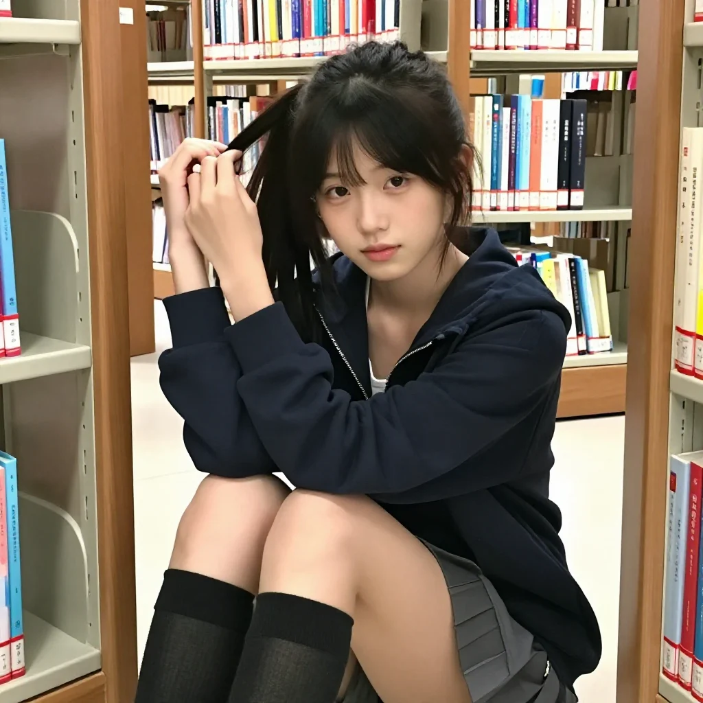 图书馆里的少女时光主題圖片 0907，杰作，最佳画质，极致细节，照片级写实 , 真实纪实摄影风格