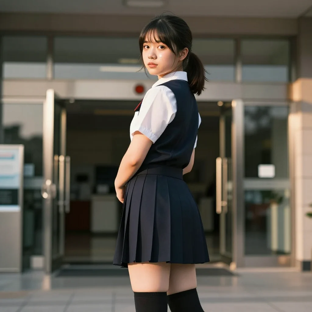 校门口的午后主題圖片 0957，杰作，最佳画质，极致细节，照片级写实 , 二次元角色写真风格