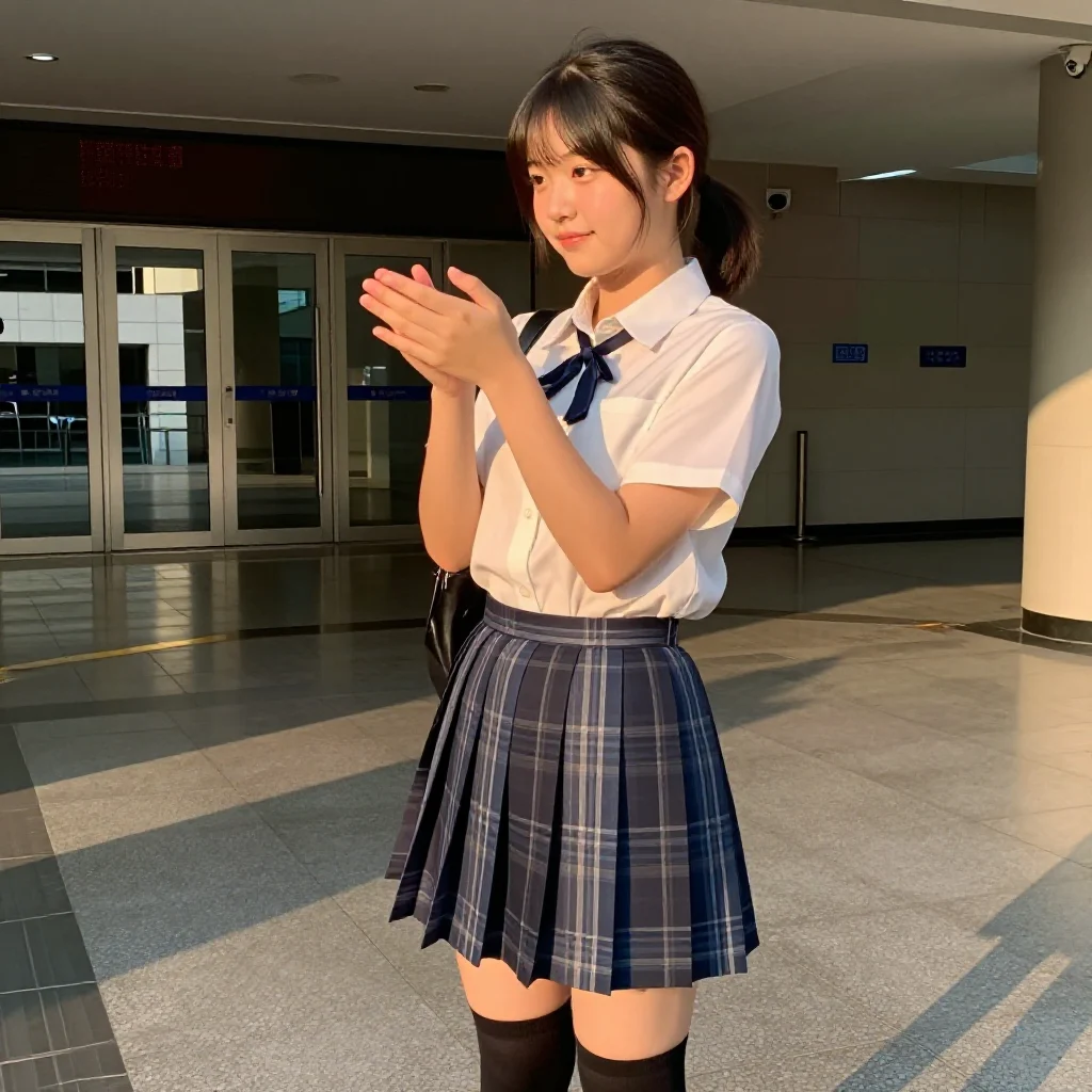 校门口的午后主题图片 0958，杰作，最佳画质，极致细节，照片级写实 , 二次元角色写真风格