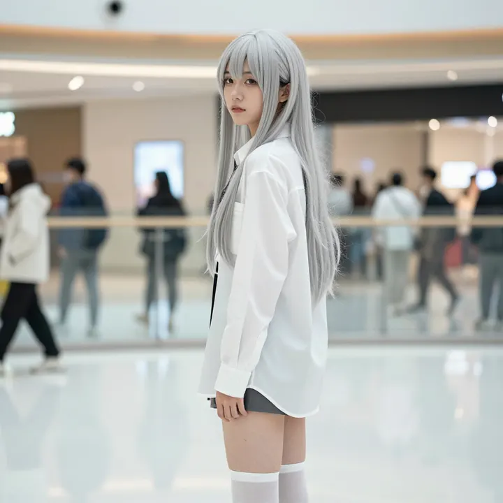 银发少女的日常写真主题图片 0076，杰作，最佳画质，极致细节，照片级写实 , 清新角色私摄风格