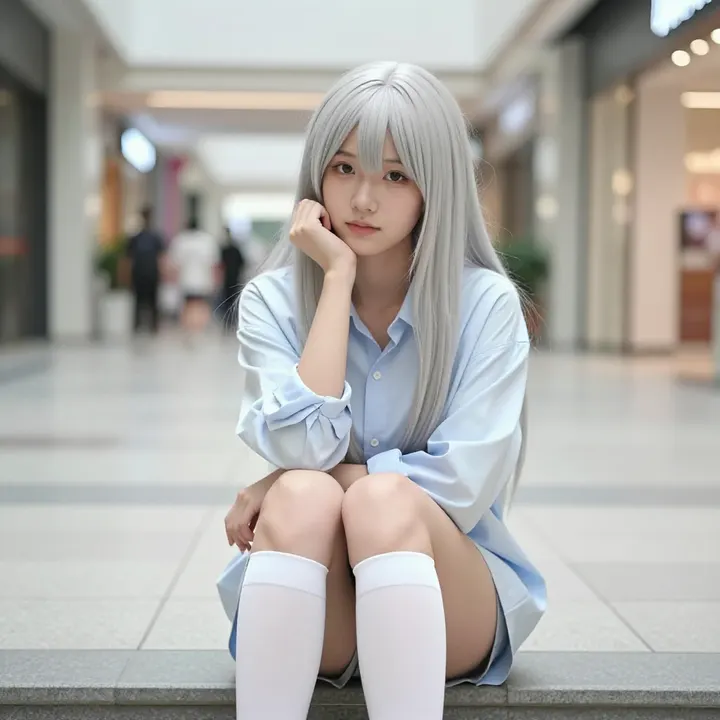 银发少女的日常写真主题图片 0079，杰作，最佳画质，极致细节，照片级写实 , 清新角色私摄风格