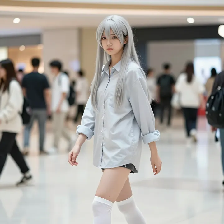 银发少女的日常写真主题图片 0080，杰作，最佳画质，极致细节，照片级写实 , 清新角色私摄风格