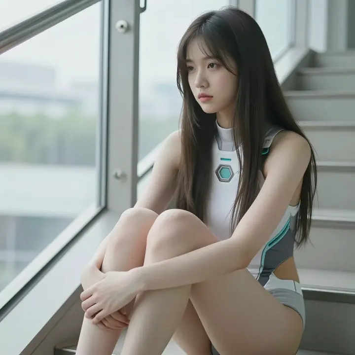 窗边的未来少女主題圖片 0118，杰作，最佳画质，极致细节，照片级写实 , 展馆自然光写真风格