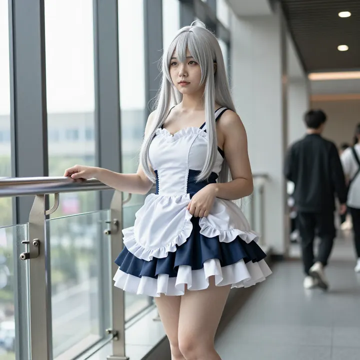 银发少女的校园写真主題圖片 0132，杰作，最佳画质，极致细节，照片级写实 , 角色扮演人像摄影风格