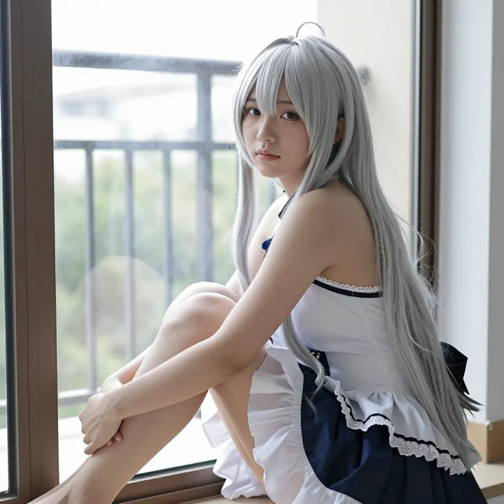 银发少女的校园写真主題圖片 0133，杰作，最佳画质，极致细节，照片级写实 , 角色扮演人像摄影风格