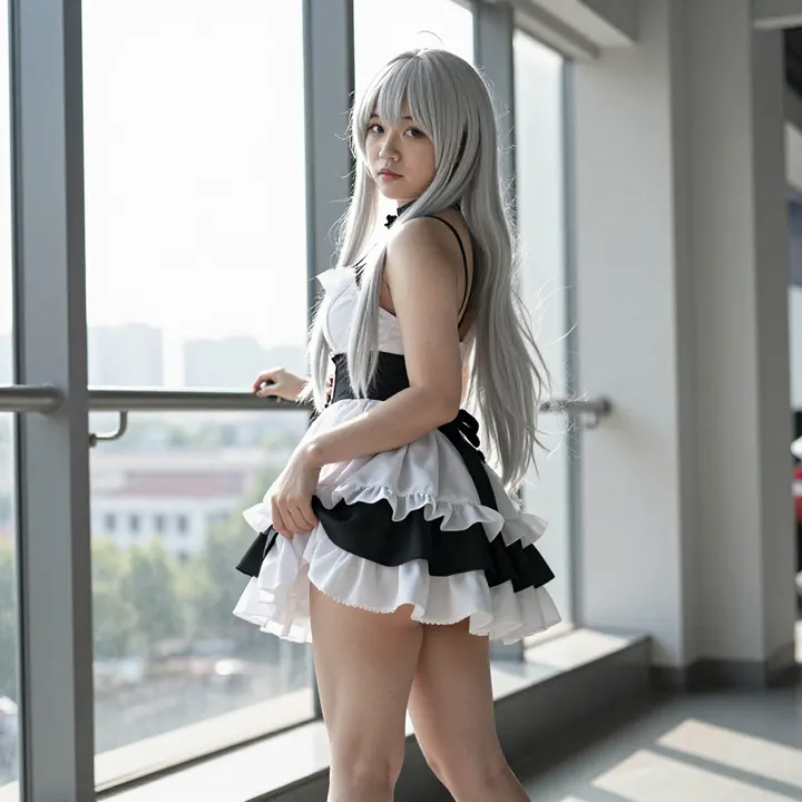 银发少女的校园写真主題圖片 0134，杰作，最佳画质，极致细节，照片级写实 , 角色扮演人像摄影风格