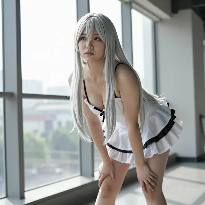 银发少女的校园写真主題圖片 0136，杰作，最佳画质，极致细节，照片级写实 , 角色扮演人像摄影风格