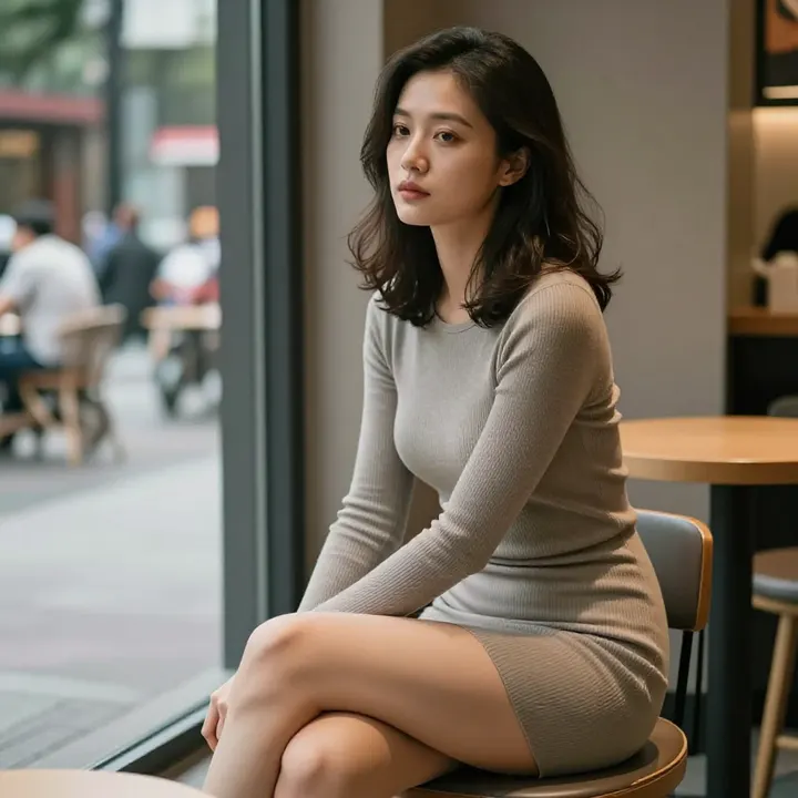 窗边的静谧时光主題圖片 0142，杰作，最佳画质，极致细节，照片级写实 , 轻纪实二次元人像风格