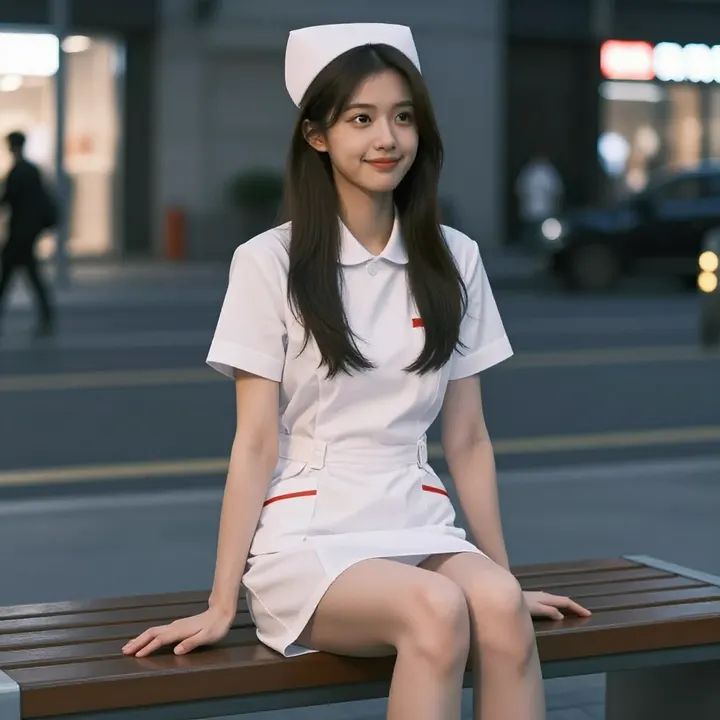 街头护士的温柔日常主題圖片 0160，杰作，最佳画质，极致细节，照片级写实 , 都市街拍纪实风