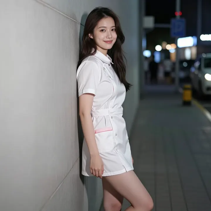 街头护士的温柔日常主題圖片 0161，杰作，最佳画质，极致细节，照片级写实 , 都市街拍纪实风