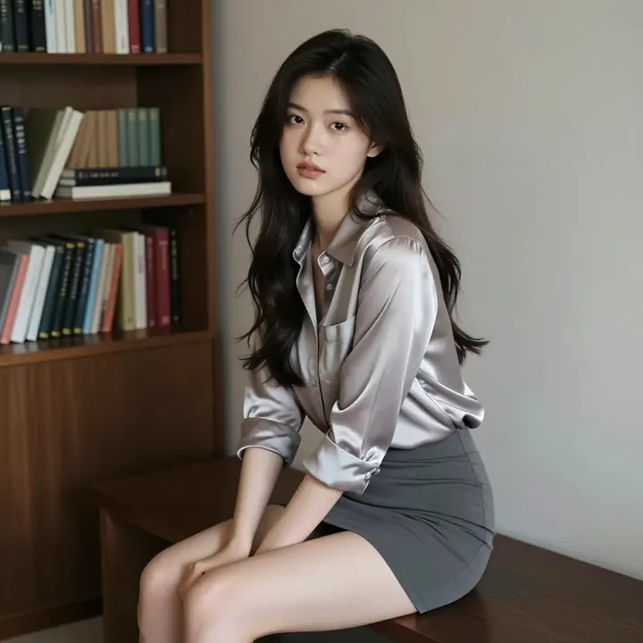 书架旁的温柔时刻主題圖片 0388，杰作，最佳画质，极致细节，照片级写实 , 日系清新写真风格