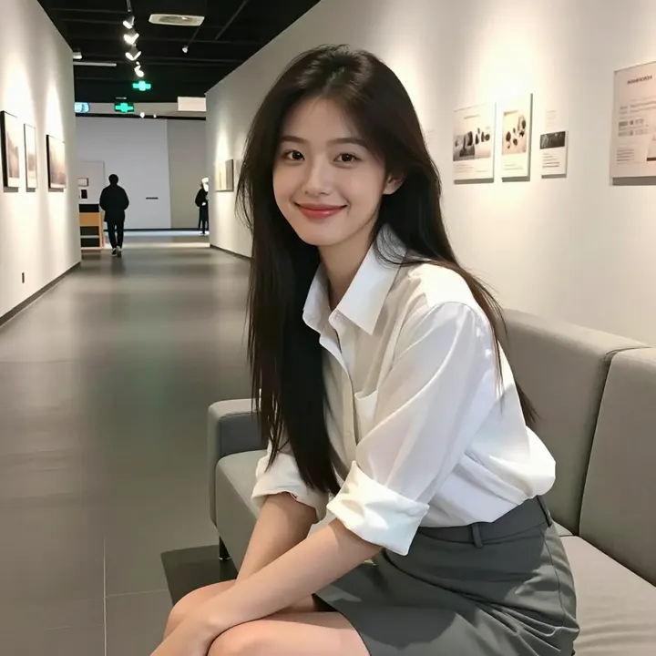 美术馆里的静谧时光主题图片 0433，杰作，最佳画质，极致细节，照片级写实 , 展馆自然光写真风格