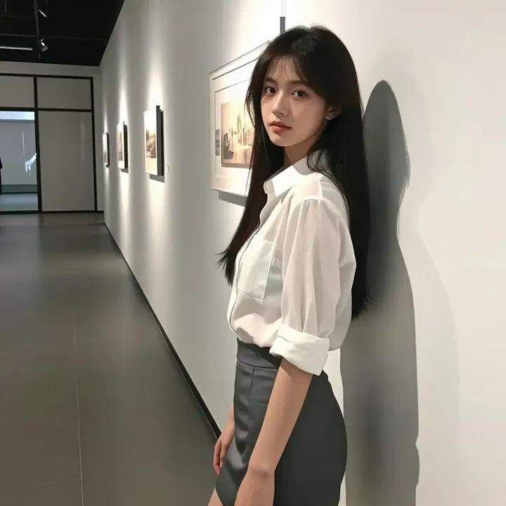 美术馆里的静谧时光主题图片 0438，杰作，最佳画质，极致细节，照片级写实 , 展馆自然光写真风格