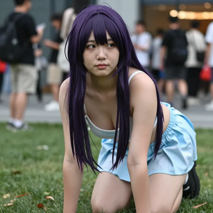 紫发少女的校园日常主題圖片 0554，杰作，最佳画质，极致细节，照片级写实 , 都市街拍纪实风