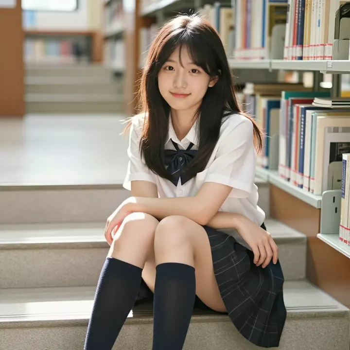 图书馆里的学姐主題圖片 0600，杰作，最佳画质，极致细节，照片级写实 , 逆光氛围人像风格