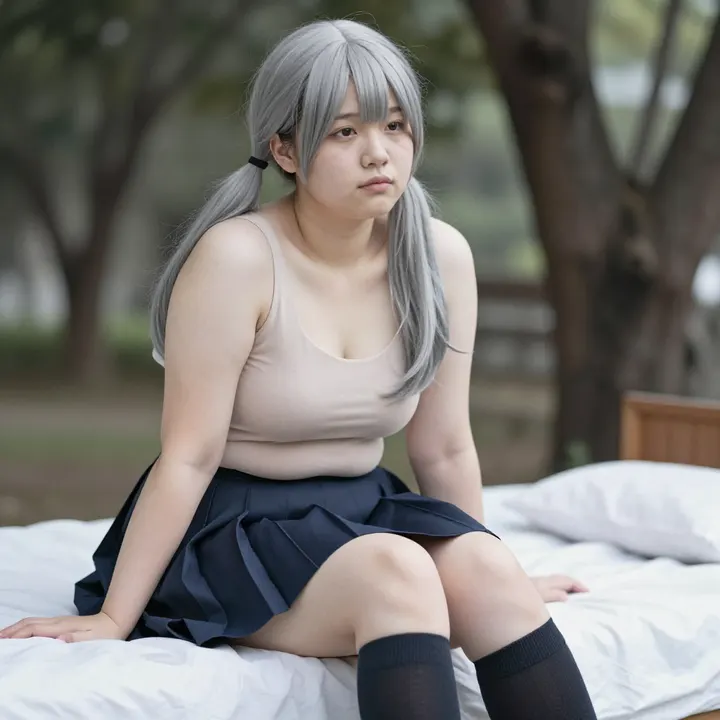 银发少女的校园日常主题图片 0684，杰作，最佳画质，极致细节，照片级写实 , 空气感人像风格