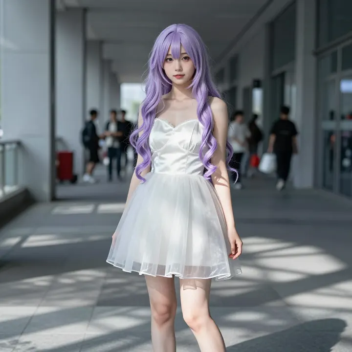 窗边的紫发少女主題圖片 0690，杰作，最佳画质，极致细节，照片级写实 , 清透漫展人像风格