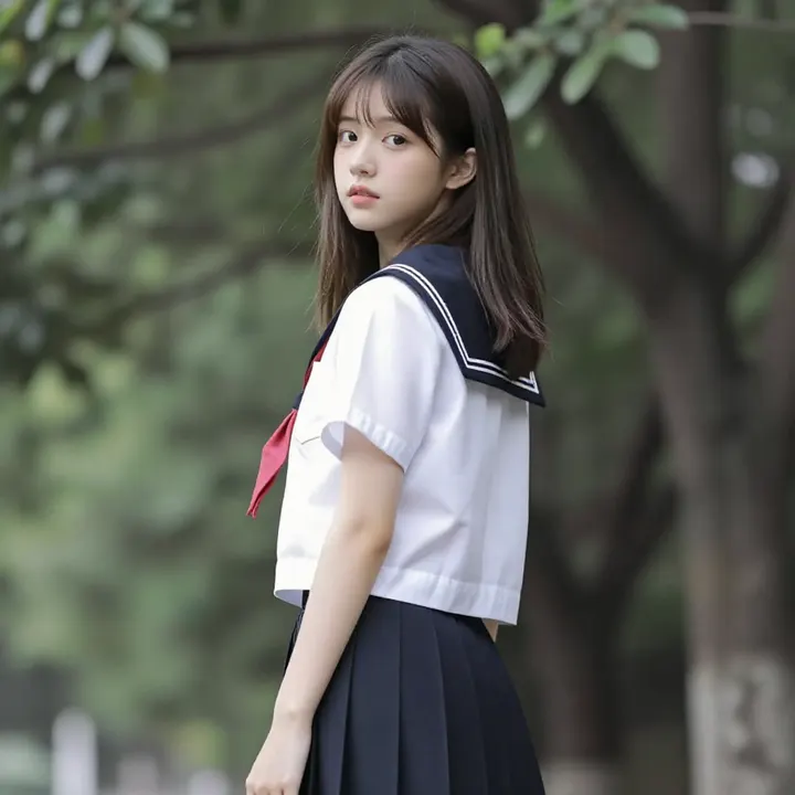 窗边的校园少女主题图片 0733，杰作，最佳画质，极致细节，照片级写实 , 日系清新写真风格