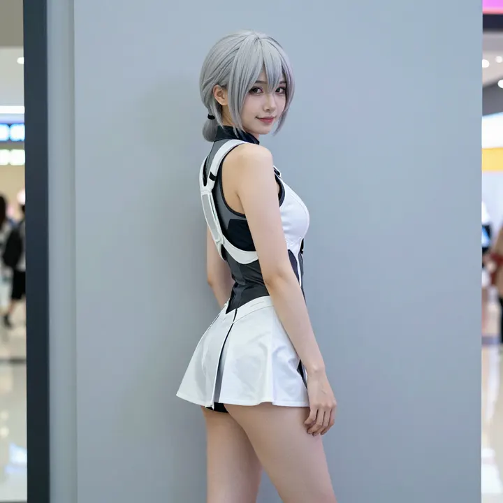 银发少女的校园写真主題圖片 0752，杰作，最佳画质，极致细节，照片级写实 , 清新角色私摄风格