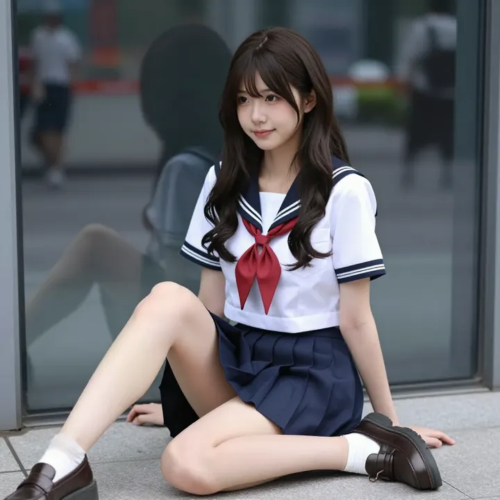 今日份校服少女主題圖片 0755，杰作，最佳画质，极致细节，照片级写实 , 动漫展抓拍风格