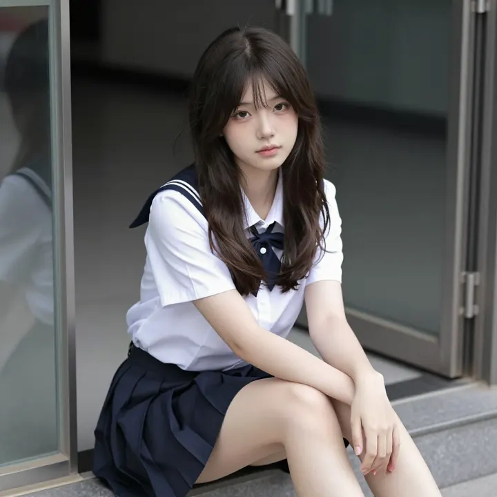 今日份校服少女主題圖片 0758，杰作，最佳画质，极致细节，照片级写实 , 动漫展抓拍风格