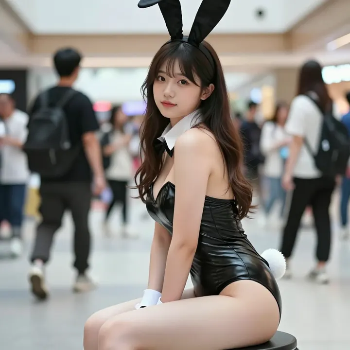 商场偶遇兔女郎主題圖片 0781，杰作，最佳画质，极致细节，照片级写实 , 动漫展抓拍风格
