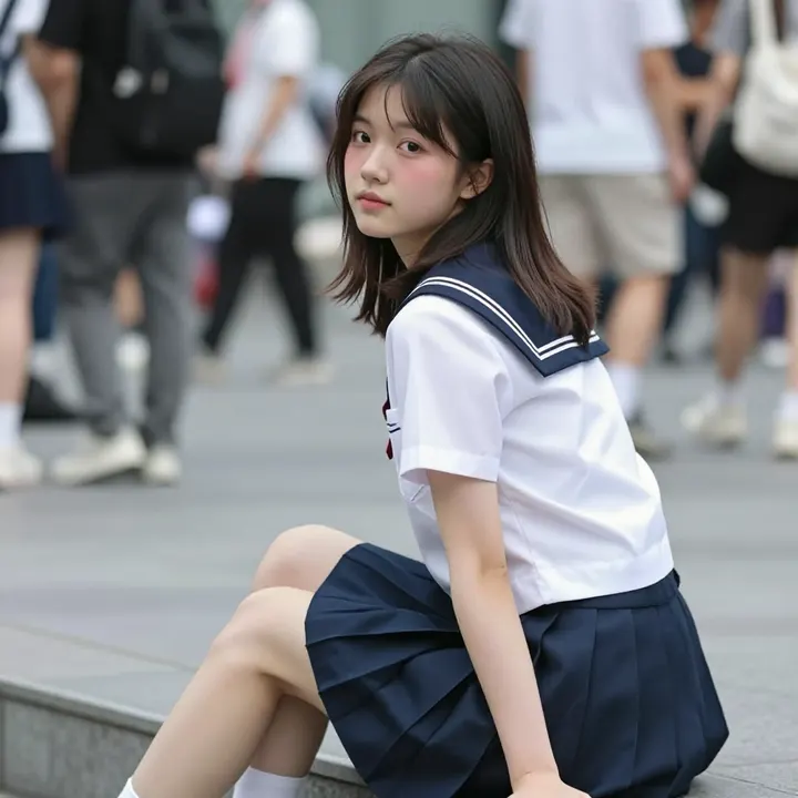 今日份校服少女主題圖片 0827，杰作，最佳画质，极致细节，照片级写实 , 清透空气感写真风格